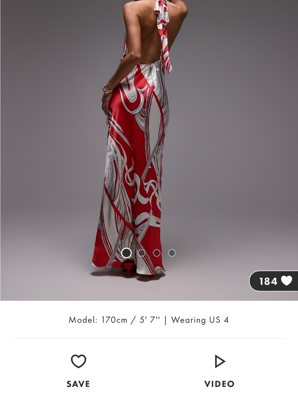 Topshop Red and White Abstract Halter Maxi Dress - Picture 2 of 3